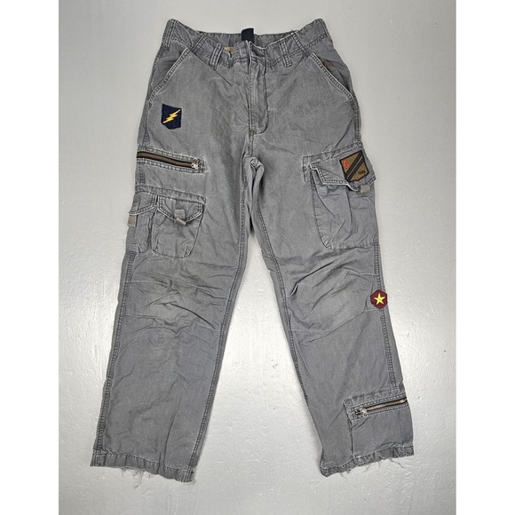 GAP Pants - Vintage Gap Cargo Pants Womens 14 Regular Gray Military Patches Skater Grundge